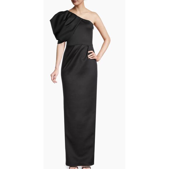 Black Halo Eve Egan One-Shoulder Gown in Black. Size 2. New! $525 Retail - Picture 1 of 10